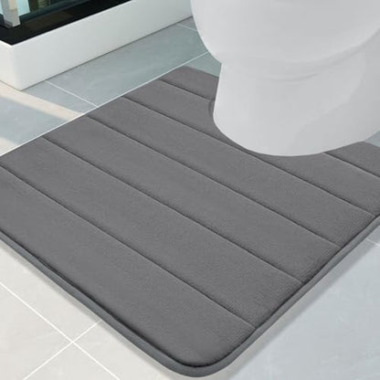 Buganda Memory Foam U-Shaped Toilet Rugs 24 x 24, Absorbent Bathroom mat