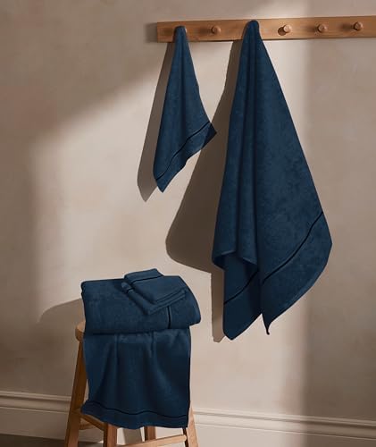MyOwn Ultra Soft 6 Pack Cotton Towel Set, Contains 2 Bath Towels 28x55 inch, 2 Hand Towels 16x24 inch & 2 Wash Coths 12x12 inch, Ideal Everyday use, Compact & Lightweight - Mineral Blue