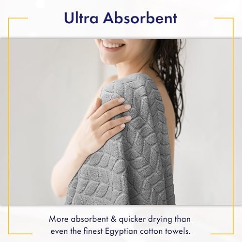 Alusa Home Ultra Soft & Stylish 700 GSM Luxury Bath Sheets | Pack of 2 | Extra Large 35x70 Inches | 100% Zero-Twist, Long-Staple Cotton | Remarkably Absorbent (Pewter Grey)