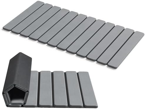 AWW Foldable Stone Bath Mat, Diatomaceous, 31.5"x15.7", Grey