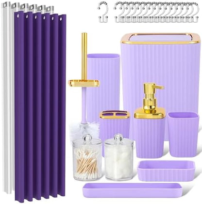 23 PCS Purple Bathroom Accessories Set丨Shower Curtain Bathroom Accessory