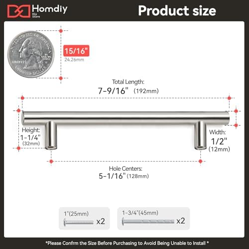 homdiy Brushed Nickel Cabinet Pulls 40 Pack Cabinet Handles Cabinet Pulls 5in(128mm) Hole Center Stainless Steel Drawer Pulls Kitchen Modern Euro Style Dresser Drawers