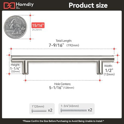 homdiy 10Pack 5in Cabinet Handles Brushed Nickel Cabinet Pulls - Cabinet Door Handles Modern Drawer Pulls for Kitchen Cabinets