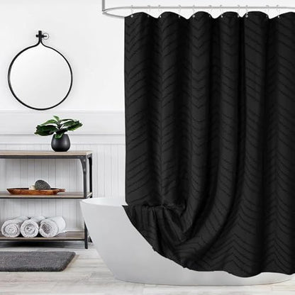 Black Boho Fabric Shower Curtain 72 x 80 Inches