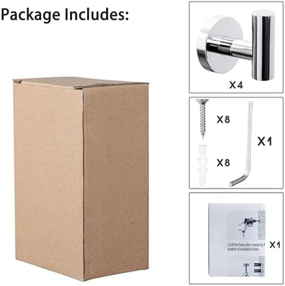 8 Pack Bath Towel Hooks, Wall Mount Towel Holder Chrome Finish Towel Rack, Heavy Duty Robe Coat Loofah Hooks for Shower, Kitchen,Hotel, Pool Tile, Brick Modern Style Decor Wall Hooks