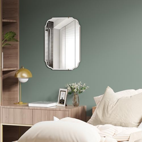 18 x 24 Inch Silver Wall Mirror-Beveled Edge Frameless Mirrors for Bathroom, Vanity, Bedroom, Rectangle Mirrors