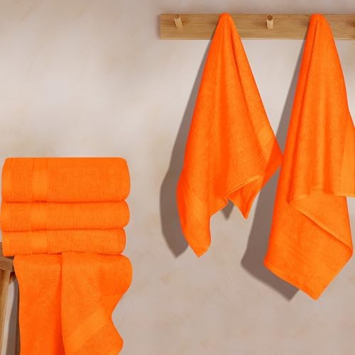 GLAMBURG Ultra Soft 6-Piece Hand Towel Set 16x28-100% Ringspun Cotton - Durable & Highly Absorbent Hand Towels - Ideal for use in Bathroom, Kitchen, Gym, Spa & General Cleaning - Orange