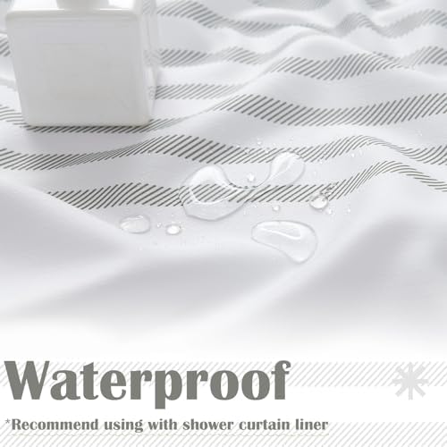 jinchan Grey and White Striped Shower Curtain Modern Zig Zag Waterproof Fabric Shower Curtains for Bathroom with 12 Hooks Machine Washable 70x72 inches