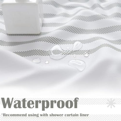 jinchan Grey and White Striped Shower Curtain Modern Zig Zag Waterproof Fabric Shower Curtains for Bathroom with 12 Hooks Machine Washable 70x72 inches