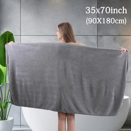 8 Piece Bath Towel Set-2 Oversized Bath Sheets(35"x70"),2 Hand Towels,4 Washcloths-Extra Large Microfiber Towel Sets,Less Lint Highly Absorbent & Quick Dry Bath Towels for Bathroom Gym Pool, Grey
