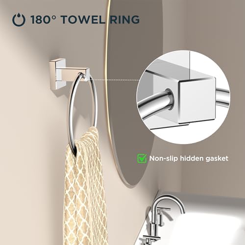 FORIOUS Toilet Paper Holder and Towel Ring Set, Bathroom Accessories Set