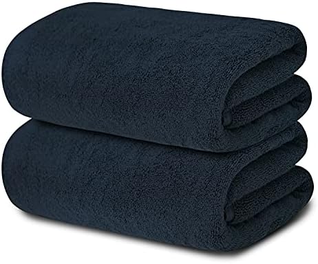 BIOLINEN Black Bath Towels 30x60, 100% Cotton Large Bath Sheet, Soft Absorbent Quick Dry Oversized Towels for Bathroom Gym Spa Hotel Pool