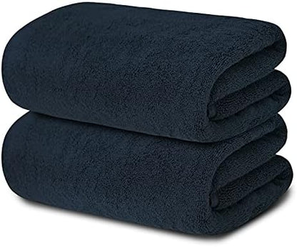 BIOLINEN Black Bath Towels 30x60, 100% Cotton Large Bath Sheet, Soft Absorbent Quick Dry Oversized Towels for Bathroom Gym Spa Hotel Pool