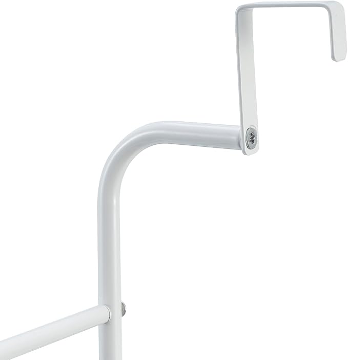 MyGift 4 Tier White Metal Over the Door Towel Rack Bathroom Holder Ladder | Space Saving Over Shower Door Drying Rack for Towels & Blankets, Linens Washcloths Clothing Guest Room Apartment Dorm