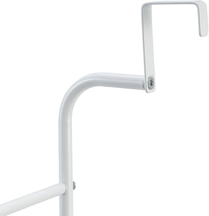 MyGift 4 Tier White Metal Over the Door Towel Rack Bathroom Holder Ladder | Space Saving Over Shower Door Drying Rack for Towels & Blankets, Linens Washcloths Clothing Guest Room Apartment Dorm