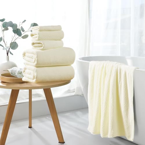 4 Piece Extra Large Bath Towel 35"x70" Oversized Bath Sheet Bath Towel Set for Bathroom Ultra Soft Cozy Highly Absorbent Quick Dry Bathroom Towel for Spa Gym Hotel,Shower Towel for Daily Use,Cream