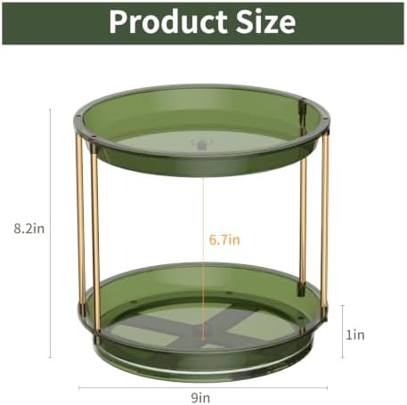 Rotating Makeup Organizer, Perfume Skincare Holder, 2 Tier 9 Inch, Green