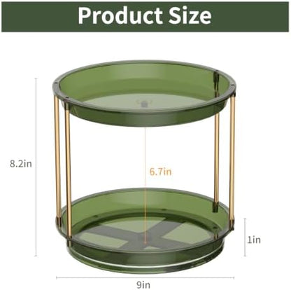 Rotating Makeup Organizer, Perfume Skincare Holder, 2 Tier 9 Inch, Green