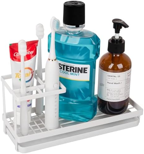 Toothbrush Holders Toothpaste Organizer Bathroom Accessories, White