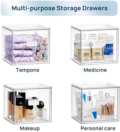 Vtopmart Disposable Facial Towels Holder,Clear Storage Drawer Compatible with Clean Skin Club Towel XL,Acrylic Box Hold 50 Count,Stylish and Functional Bathroom Accessory for Coutertop Organization