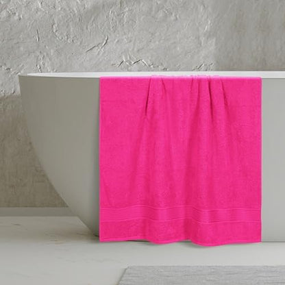 Belizzi Home Cotton 2 Pack Oversized Bath Sheet 35x70, Large Bath Sheet, Ultra Soft, Absorbent, Compact, Eco-Friendly, Recyclable, Quick Drying and Lightweight Towel - HOT Pink