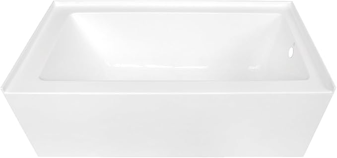 KINGSTON BRASS VTDE603122R 60-Inch Contemporary Alcove Acrylic Bathtub with Right Hand Drain and Overflow Holes, White