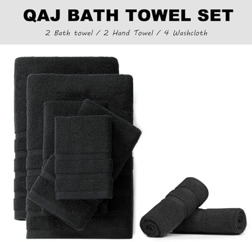 8-Piece Bath Towels Set, 100% Cotton Thick Soft Highly Absorbent Durable, Quick Dry, Bathroom Towels Set (2 Bath Towels, 2 Hand Towels, 4 Washcloths) - Perfect for Daily Use