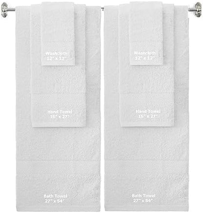 BY LORA Terry Cotton Bath Towel, Hand Towel and Wascloth Set, Charcoal, Set of 8