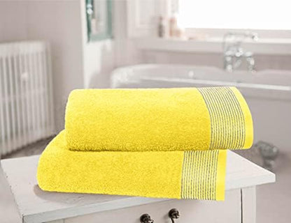 BELIZZI HOME Ultra Soft 2 Pack Oversized Cotton Bath Towels, 28x55 inches, Yellow
