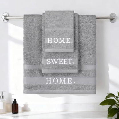 Hahafelt Decorative Bathroom Towel Set,Grey,Home Sweet Home