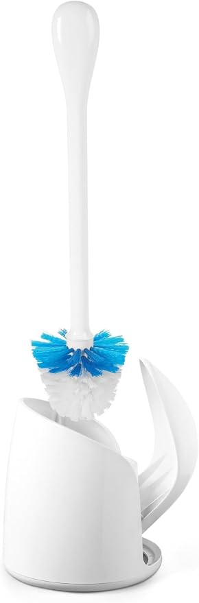 OXO Good Grips Compact Toilet Brush & Canister, Toilet Bowl Brush and Holder with Automatic Canister Door, Bathroom and Small Spaces Cleaning Supplies Essential (Pack of 6)