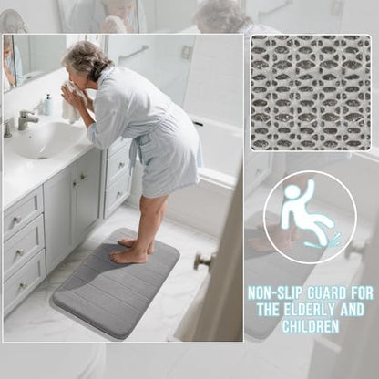 Yimobra Large Memory Foam Bathroom Mat Set, 44 x 24 & 24 x 17 in, Gray
