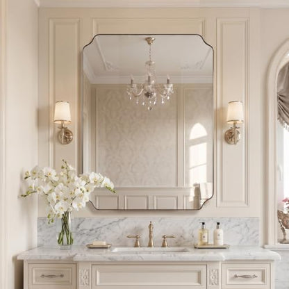 MIRRORART 36x48’’ Large Brushed Champagne Bronze Bathroom Mirrors for Wall