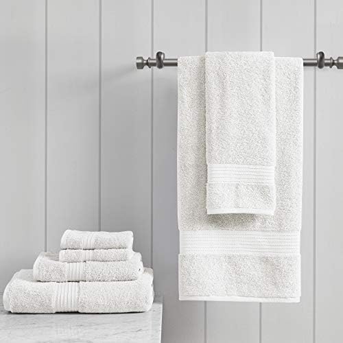 Madison Park Organic Cotton Bath Towel Set Absorbent, 6 Piece, White