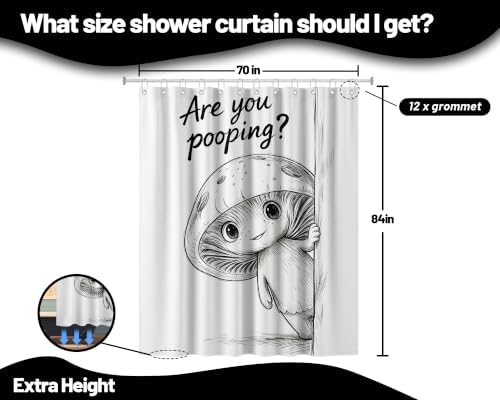 Extra Tall Shower Curtain XL Funny Mushroom Kids, 70 x 84 Inchs