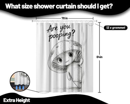 Extra Tall Shower Curtain XL Funny Mushroom Kids, 70 x 84 Inchs