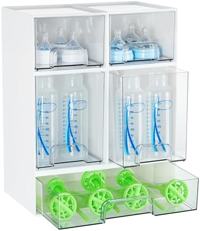 Vtopmart Stackable Storage Drawers Set of 5, Baby Bottle Organizer, White