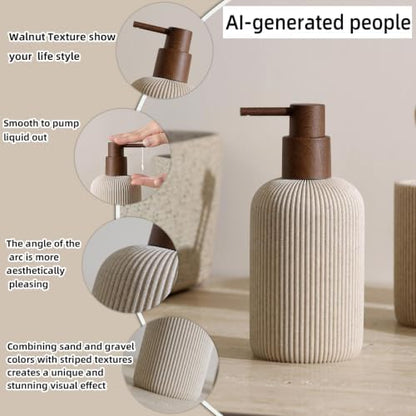 Bathroom Accessories Set, 5 PCS Modern Bath Organizer, Beige
