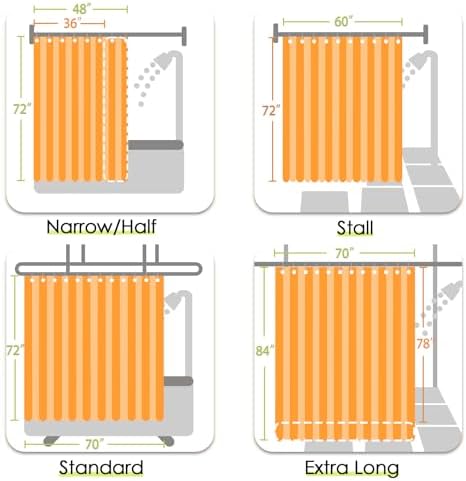 jinchan Extra Long Blue Shower Curtain for Bathroom 70x84 inch 12 Hooks
