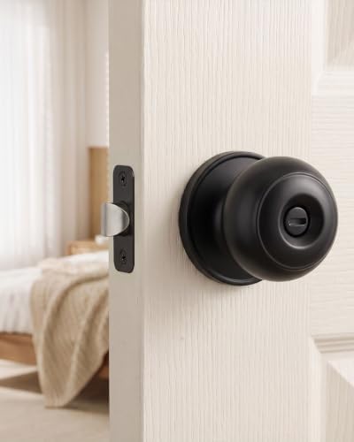 Haidms 4 Pack Matte Black Door Knobs Interior Privacy, Black Interior Door Knobs for Bedroom or Bathroom Classic Round Doorknobs Hardware