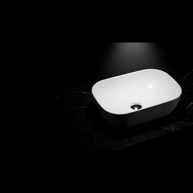 NUESTRA VIDA 18.1"x13" Bathroom Vessel Sink, White Ceramic Sink Bowl Above Counter, Vanity Sink, Lavatory Wash Basin