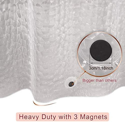 Shower Curtain Liner 8G EVA Thick Shower Curtain with Heavy Duty 3 Bottom Magnets, Shower Liner for Shower Stall, Bathtubs, 3D Pebble Pattern