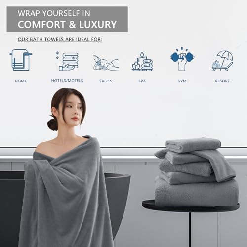 Premium Towel Set 2 Pack Hand Towel 16" x 31",Ultra Soft Highly Absorbent Hand Towel | Durable | Quick Dry | Multifunctional | Luxury Towel for Bathroom Hotel Kitchen Gym,Dark Grey