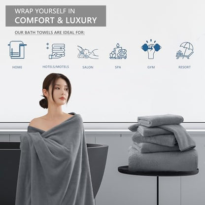 Premium Towel Set 2 Pack Hand Towel 16" x 31",Ultra Soft Highly Absorbent Hand Towel | Durable | Quick Dry | Multifunctional | Luxury Towel for Bathroom Hotel Kitchen Gym,Dark Grey