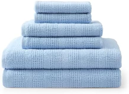 Martha Stewart - Cotton Bath Towel Set, Soft & Absorbent Towels, 6 Pack