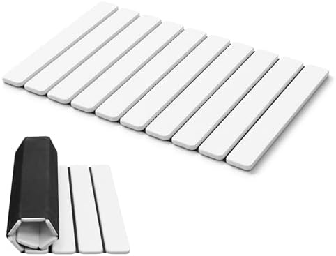AWW Foldable Stone Bath Mat, Diatomaceous, 23.6"x15.5", White