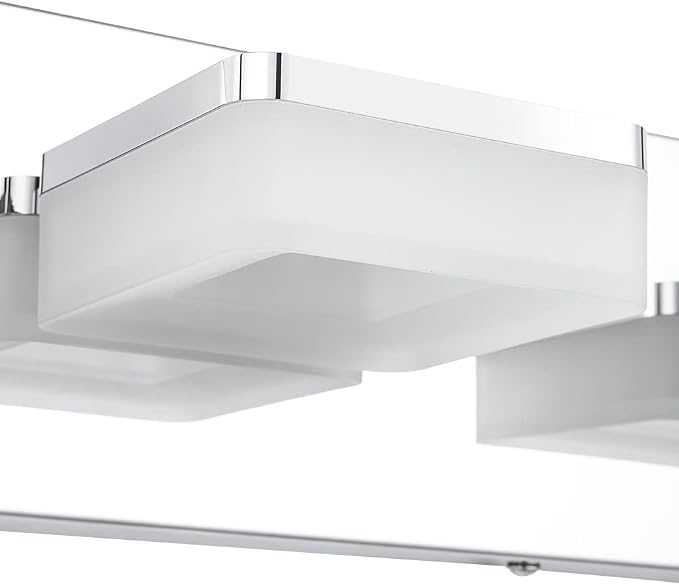 GOODATE 3 Colors Dimmable Bathroom Light Fixtures Over Mirror, LED Chrome Vanity Lights, Acrylic Stainless Steel 3 Light Bathroom Vanity Light, Adjustable 3000K/4000K/6000K, 360° Rotate