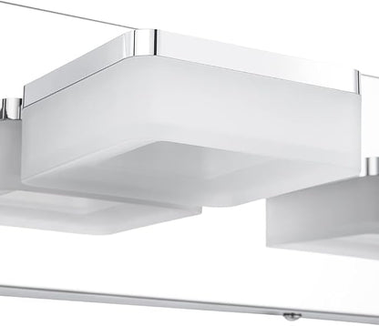 GOODATE 3 Colors Dimmable Bathroom Light Fixtures Over Mirror, LED Chrome Vanity Lights, Acrylic Stainless Steel 3 Light Bathroom Vanity Light, Adjustable 3000K/4000K/6000K, 360° Rotate