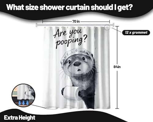 Extra Tall Shower Curtain XL Funny Otter, 70 x 84 Inchs
