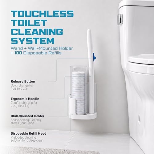 Toilet Wand Refills, Disposable Toilet Brush, Toilet Wand, Disposable Toilet Bowl Cleaner Wand, Toilet Brush, Toilet Scrubber with Holders(100-refills)